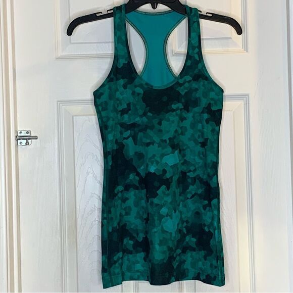 Lululemon Cool Racerback Clouded Dreams Cosmic Teal Multi Size 4 - Picture 7 of 8